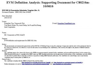 EVM Definition Analysis Supporting Document for C 80216