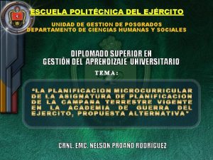 ESCUELA POLITCNICA DEL EJRCITO UNIDAD DE GESTION DE