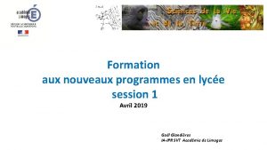 Formation aux nouveaux programmes en lyce session 1