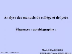 Analyse des manuels de collge et de lyce