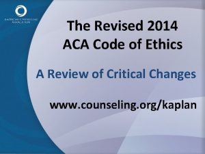 Aca 2014 code of ethics