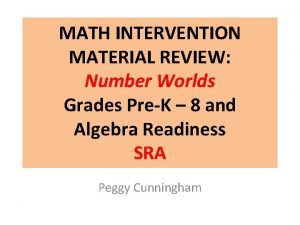 Number worlds placement test Number worlds placement test