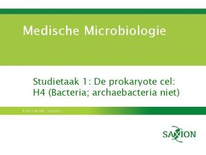 Medische Microbiologie Studietaak 1 De prokaryote cel H