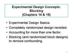 Blocking experimental design Blocking experimental design