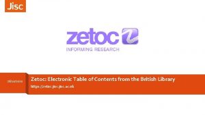 28102020 Zetoc Electronic Table of Contents from the