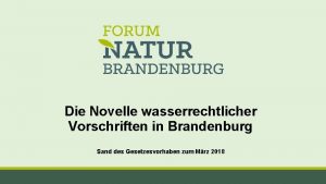 Novelle wassergesetz brandenburg