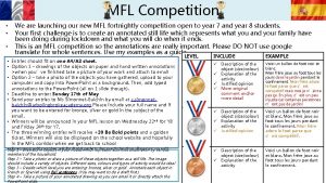 MFL Competition We are launching our new MFL