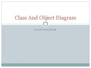Class And Object Diagram CLASS DIAGRAM classes were