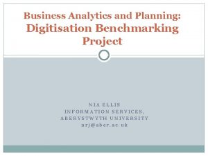 Business Analytics and Planning Digitisation Benchmarking Project NIA