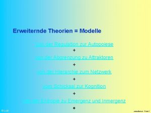 Erweiternde Theorien Modelle Lutz Von der Regulation zur