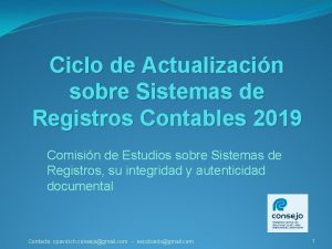 Ciclo de Actualizacin sobre Sistemas de Registros Contables