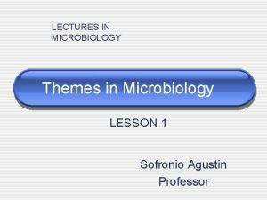 LECTURES IN MICROBIOLOGY Themes in Microbiology LESSON 1