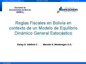 1 Encuentro de Economistas de Bolivia Reglas Fiscales