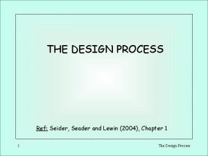 THE DESIGN PROCESS Ref Seider Seader and Lewin
