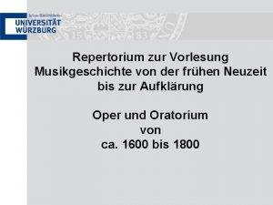 Repertorium zur Vorlesung Musikgeschichte von der frhen Neuzeit