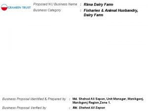 Proposed NU Business Name Rima Dairy Farm Business