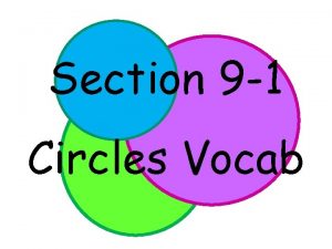 Section 9 topic 1 introduction to circles