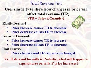 The total revenue test for elasticity