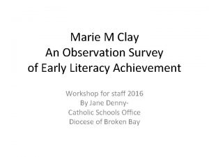 Marie clay assessment
