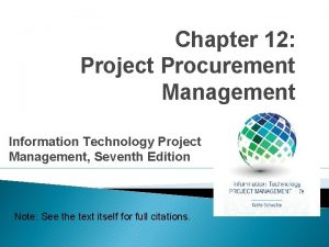 Chapter 12 Project Procurement Management Information Technology Project