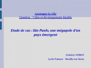 Amnager la ville Question Villes et dveloppement durable