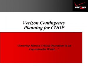 Verizon disaster recovery plan