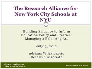 Research alliance for nyc schools