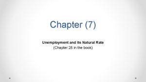 Chapter 7 Unemployment and its Natural Rate Chapter