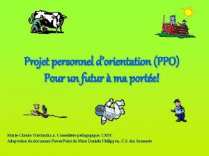 Projet personnel d'orientation Projet personnel d'orientation