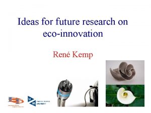 Ideas for future research on ecoinnovation Ren Kemp