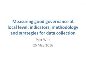 Measuring good governance