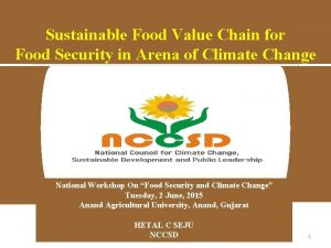 Sustainable Food Value Chain for Food Security in
