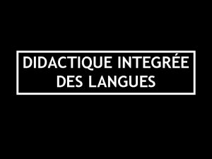Didactique intégrée des langues