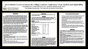 Academic success inventory for college students