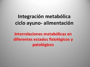 Integracin metablica ciclo ayuno alimentacin Interrelaciones metablicas en