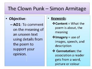 The Clown Punk Simon Armitage Keywords Objective v