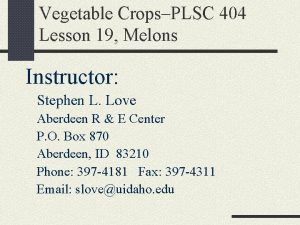 Vegetable CropsPLSC 404 Lesson 19 Melons Instructor Stephen