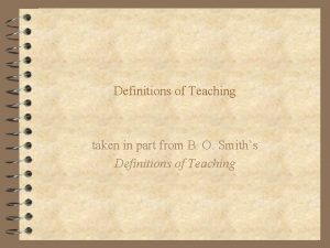B.o. smith teaching