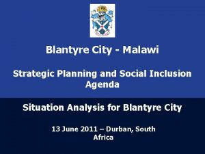 Blantyre City Malawi Strategic Planning and Social Inclusion