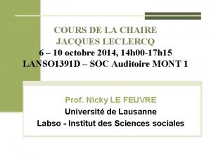 COURS DE LA CHAIRE JACQUES LECLERCQ 6 10