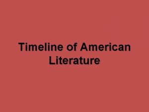 American literature timeline