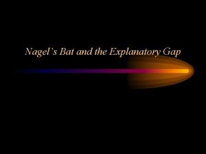 Nagels Bat and the Explanatory Gap Nagels bat