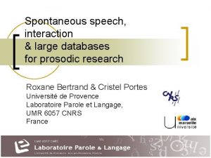 Spontaneous speech interaction large databases for prosodic research