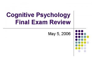 Cognitive Psychology Final Exam Review May 5 2006