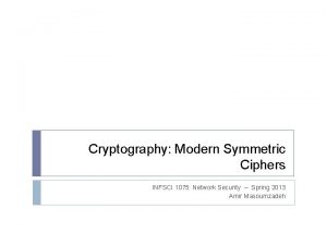 Cryptography Modern Symmetric Ciphers INFSCI 1075 Network Security