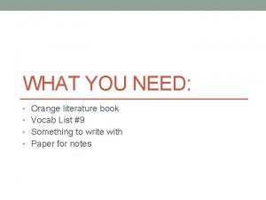Orange vocab book