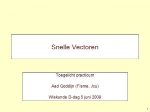 Snelle Vectoren Toegelicht practicum Aad Goddijn FIsme Jcu