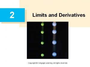2 Limits and Derivatives Copyright Cengage Learning All