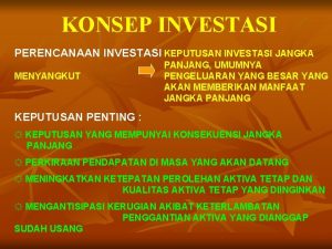 Sifat usulan investasi