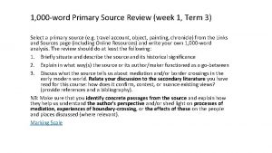 1 000 word Primary Source Review week 1